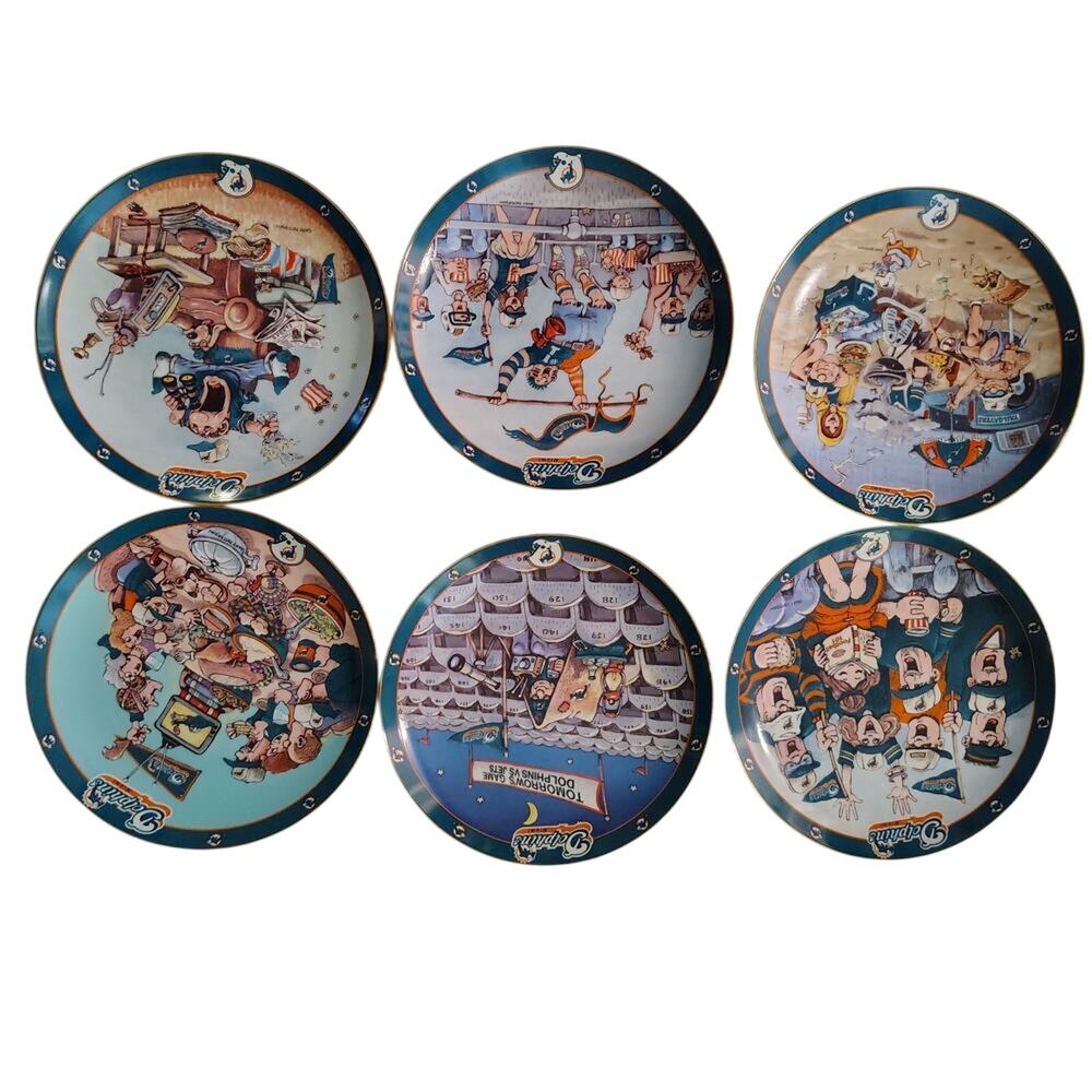 Danbury Mint Miami Dolphins Collector Plates by Gary Patterson – Set of 6